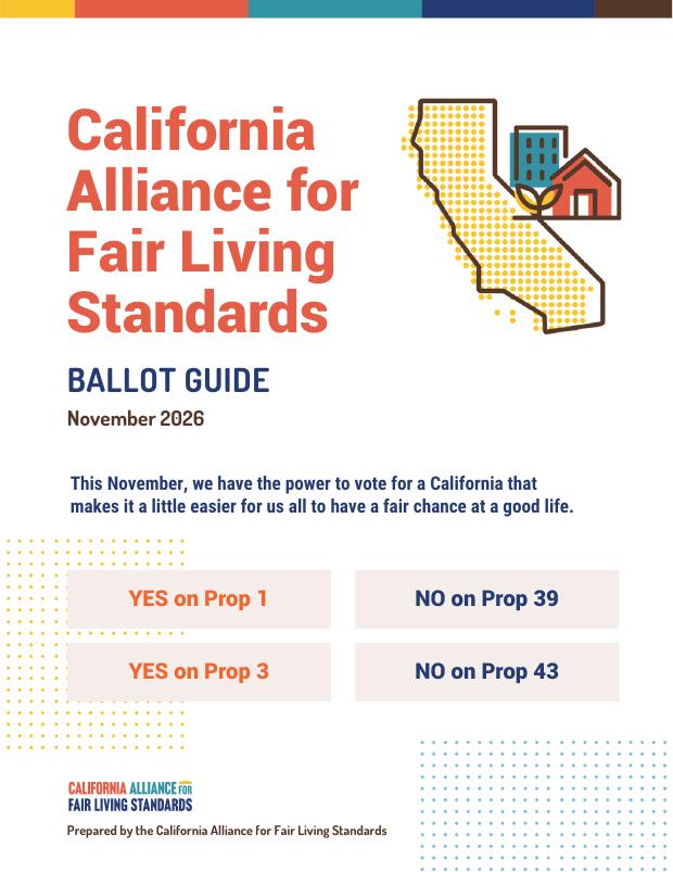 Cover of the California Alliance for Fair Living Standards ballot guide